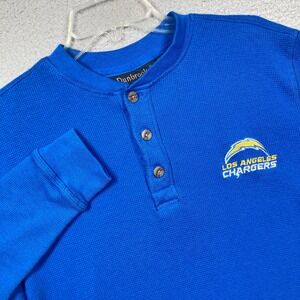 Los Angeles Chargers Waffle Knit‎ Thermal Henley Shirt Mens Small Royal Blue NFL